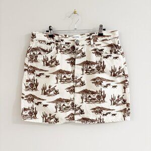 Reformation Jeans Jackie High Rise Denim Mini Skirt Desert Sand Cowboy Toile